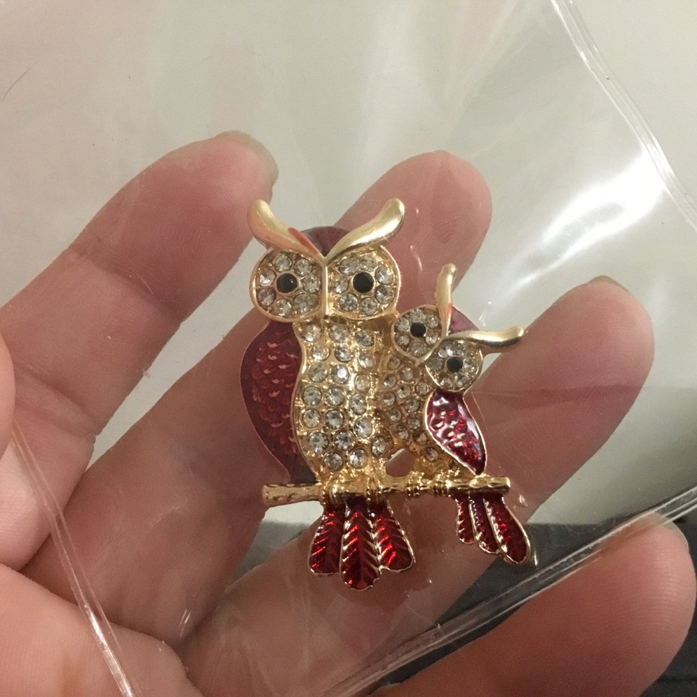 Owl Rhinestone Brooch Pin - Picture 2 of 3